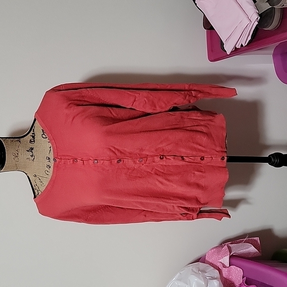 3xl orange button down sweater. - Picture 1 of 4
